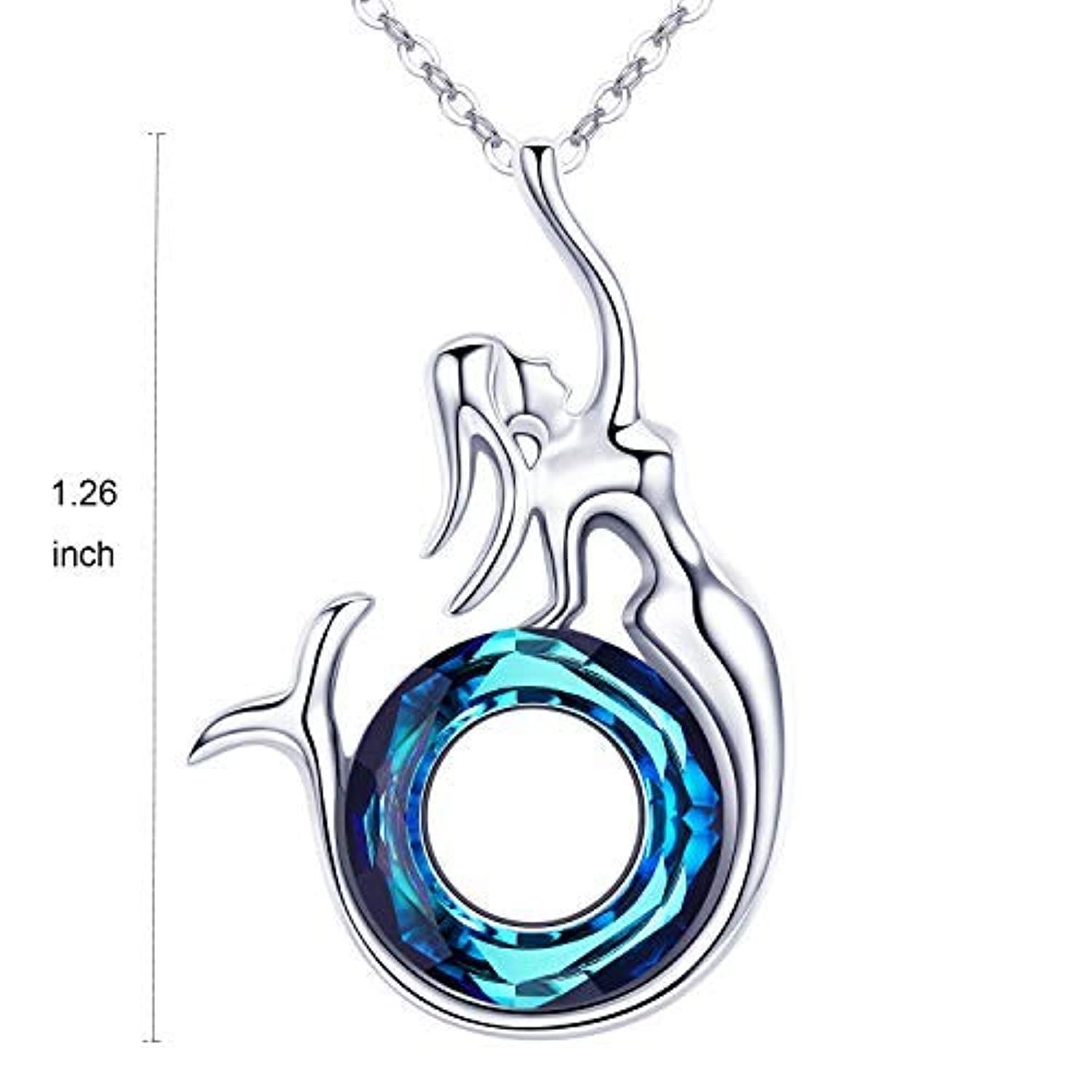 S925 Sterling Silver Mermaid Necklace White Gold Plated Jewelry Magic