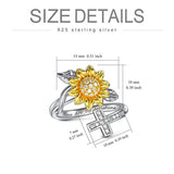 Sunflower Cross Ring 925 Sterling Silver You are My Sunshine Adjustable Size Ring Religious Crucifix Jewelry Gift for Women