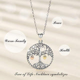 Tree of Life Necklace, Sterling Silver Necklace Circle Jewelry Family Necklaces Pendant with 18'' Chain for Women Mom Grandma Wife Girlfriend