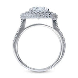 Rhodium Plated Sterling Silver Oval Cut Cubic Zirconia CZ Statement Halo Engagement Ring