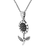 925 Sterling Silver Charming Spring Sunflower Pendant Necklace