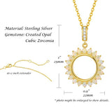 October Birthstone White/Yellow Gold Plated Sterling Silver Created Fire Opal Eternity Necklace Open Circle Statement Fine Jewelry for Women 16+2 inch Extender