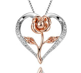 Heart Rose Pendant Necklace