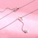 S925 Sterling Silver Lucky Star Necklace for Woman Crystals Pendant Necklace Mothers Day Jewelry Birthday Gifts for Women