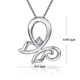 925 Sterling Silver Birthstone Love Butterfly Pendant Necklace, Jewelry Gifts for women Girls Her