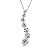 2.5CT Solitaire Round Cubic Zirconia AAA CZ Love Is A Journey Pendant Necklace For Women For Wife 925 Sterling Silver