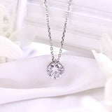 14k White Gold  Forever One CZ Pendant Necklace