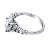 Rhodium Plated Sterling Silver Pear Cut Cubic Zirconia CZ Solitaire Promise Engagement Ring