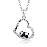 S925 Sterling Silver Cute Animal Panda Bear Elephant Love Heart Necklace Jewelry for Women Girls