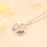 925 Sterling Silver Guardian Angel Wings Pendant Necklace For Women