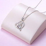 Sterling Silver  Animal Cute Squirrel Heart Pendant Necklace for Women