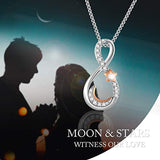 White Gold Plated Infinity Love Necklace Rose Gold Crescent Moon and Star Jewelry with Cubic Zirconia, Gift for Women and Girls Anniversary Presents for Mom, Girlfriend, Wife, Sister