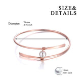 Sterling Silver Rose Gold Plated Single Freshwater Pearl Bangle Bracelets Wedding Bridesmaids Anniversary Gifts for Women