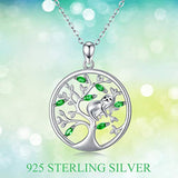 925 Sterling Silver Sloth Necklace Tree of Life Necklace with Sloth Cute Animal Necklace for women Sloth Jewelry ,Sloth Gifts for Sloth Lovers