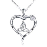 Silver Good Luck Irish Claddagh Celtic Knot Love Heart Pendant Necklace