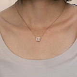 Single Pearl Necklace Sterling Silver Square Halo Pendant Gold Necklaces For Women Bridesmaid Gift