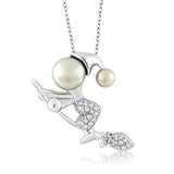 Witch on Broom Cultured Freshwater Pearl Pendant