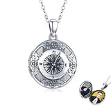 Silver Compass Locket Necklace