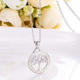 925 Sterling Silver White Opal Lucky Gemstone Tree of Life Pendant Necklace for Girls, Mom