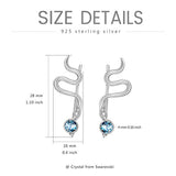  Silver  Blue Swarovski Crystal Crawlers   Earrings