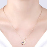 Dainty Sunflower Necklace 925 Sterling Silver Rose Gold Plated Pendant Necklace Colorful Diamond Half Moon Pendant Jewelry Gifts For Women Mother Sister Girlfriend Wife