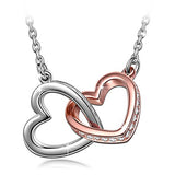 Two Tone 925 Sterling Silver Interlock Heart Pendant Necklace With 18inch Chain