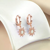 Sunflower Earrings for Women Sterling Silver Sunflower Opal  Dangle Drop Earrings for Girls
