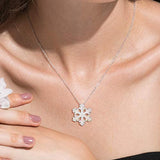 Snowflake opal necklace Sterling Silve Snowflake Pendant Necklace Winter Jewelry for Women