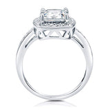 Rhodium Plated Sterling Silver Cushion Cut Cubic Zirconia CZ Halo Engagement Ring