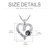 925 Sterling Silver I Love You 100 Languages Necklace I Love You Forever Infinity Heart Mom Sunflower Projection Pendant Necklace for Women Mother's Day Gift