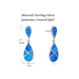 October Birthstone Sterling Silver Blue Opal Dangle Earrings Teardrop Hook Drop Earrings Fine Jewelry for Women Girls