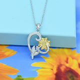 925 Sterling Silver Sunflower Pendant Heart Necklace Jewelry for Women Birthday Anniversary You are my Sunshine