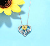 Sunflower Love Heart Pendant Necklace Jewelry My Sunshine Adjustable 18-20 Inches Blessings for Women Daughter Wife 925 Sterling Silver Jewelry