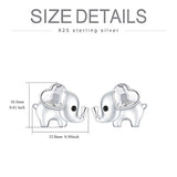 925 Sterling Silver Cute Elephant  Animal Stud Earrings with Crystals For Women