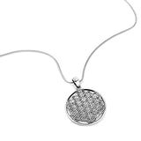 925 Sterling Silver Flower of Life Mandala 26 mm Round Circle Charm Pendant Necklace, 18 inches