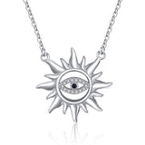 Silver Sunshine Sunburst Pendant, Evil Eye Jewelry