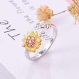 Sterling Silver Sunflower Ring with CZ You are My Sunshine Adjustable Rings Jewelry for Women