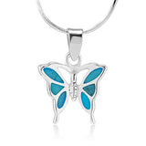 Butterfly Blue Turquoise Inlay Pendant Necklace
