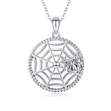 Silver Spider Web Pendant Necklace 