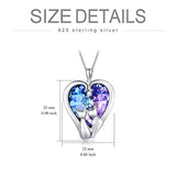 Cat Necklace S925 Sterling Silver Cute Animal Lovers Jewelry with Purple Heart Crystal Pendant Necklace Gifts for Women Teen Girls Best Friend Birthday