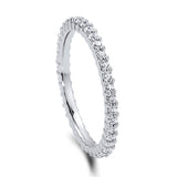 Rhodium Plated Sterling Silver Cubic Zirconia CZ Wedding Eternity Band Ring