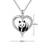 925 Sterling Silver Cute Panda Animal Necklace Stocking Stuffers Christmas Gifts for Her Heart Pendant Jewelry Birthday Gift