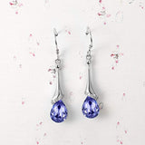 925 Sterling Silver CZ Elegant Teardrop Chandelier Hook Dangle Earrings Adorned with crystals