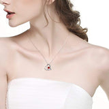Sterling Silver Heart&Moon Necklace Garnet Messages Necklace Pendants for Mom