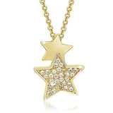 14K Yellow Gold Plated Sterling Silver Cubic Zirconia CZ Star Pendant Necklace Dainty Fine Jewelry