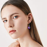 Sterling Silver Love Heart Angel Wings Heart Drop Earrings with Swarovski Crystals Fine Jewelry Gift for Women Girls