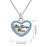 Sterling Silver Love Courage Dream Cinderella Princess Love Heart Cubic Zirconia Necklace
