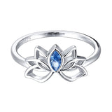Blue Lotus Flower Drop Ring