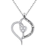 Silver Always My Sister Forever My Friend CZ  Heart Pendant
