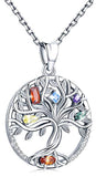 Tree of Life Necklace for Women, Sterling Silver Pendant, Jewelry Gift with Infinite Colorful Cubic Zirconia for Girlfriend Daughter